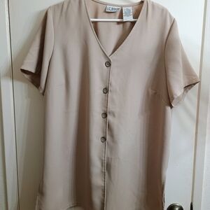 Liz Baker Beige Button-Down Blouse